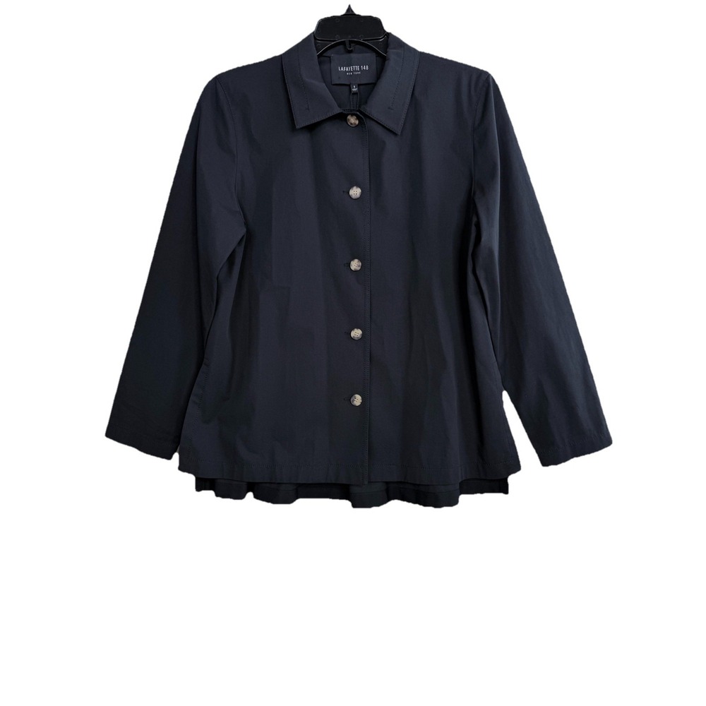 LAFAYETTE 148 NEW YORK Cotton Blend Utility Shirt Jacket Shacket Women S Black